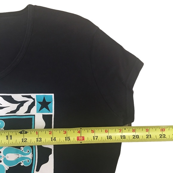 Aztec Cross Graphic Tee Size M Black Womens Hanes Silver for Her Classic top - Picture 4 of 7